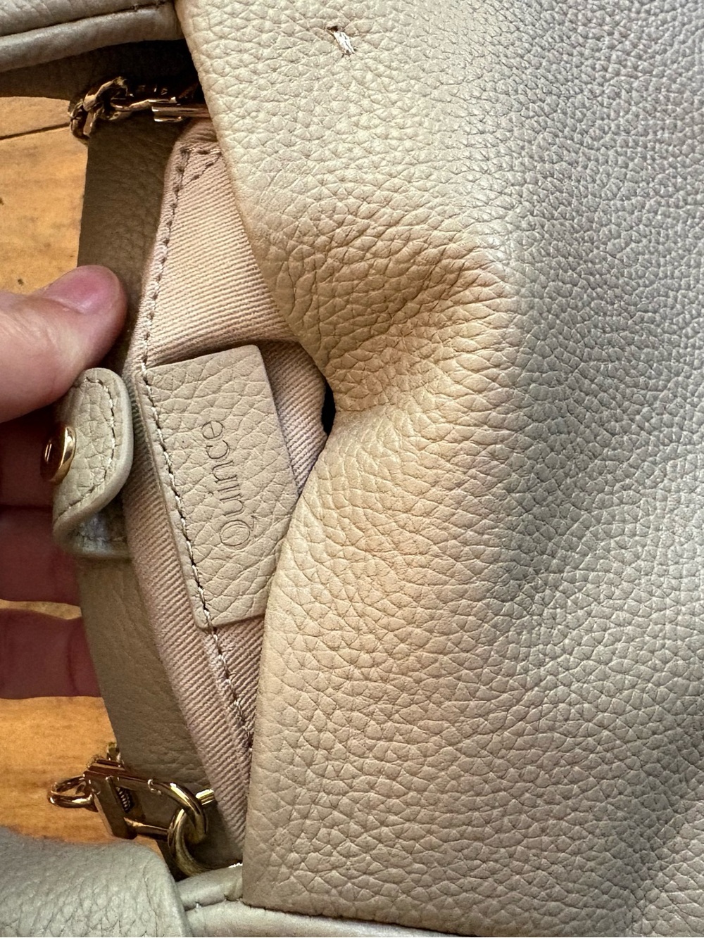 QUINCE Italian Leather Mini Bow Bag in Taupe - Picture 8 of 10